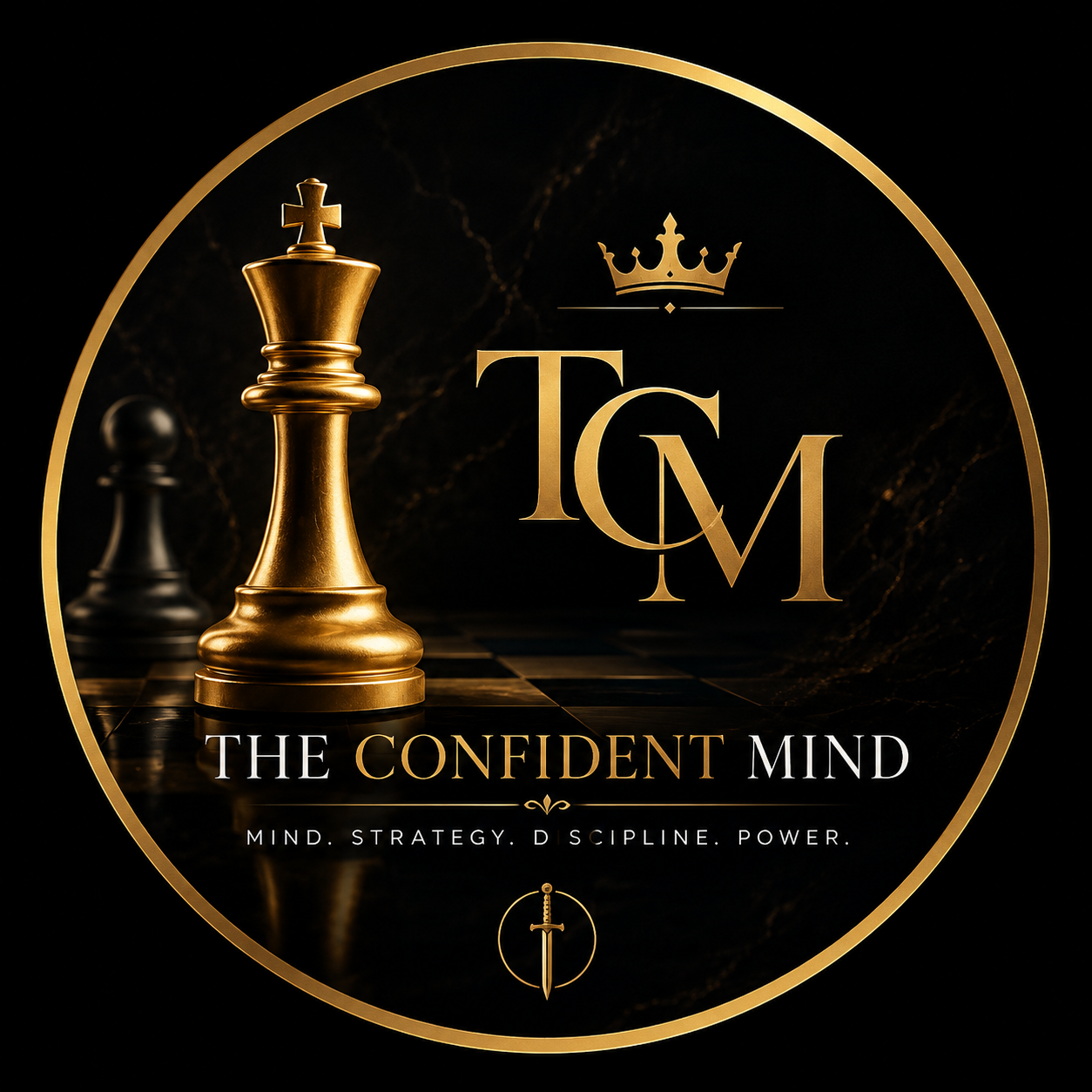 The Confident Mind TCM gold chess emblem